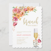 Invitation Brunch Bubbly Aquarelle Floral Automne Fête des ma (Devant)