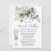 Invitation Brunch Bubbly Aquarelle verte Dusty Blue (Devant)