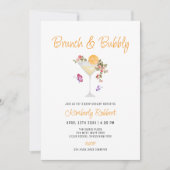 Invitation Brunch Bubbly Baby shower de champagne Floral (Devant)