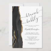 Invitation Brunch & Bubbly Black Gold Agate Fête des mariées (Devant)