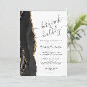 Invitation Brunch & Bubbly Black Gold Agate Fête des mariées (Debout devant)