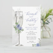 Invitation Brunch & Bubbly Blue Silver Fête des mariées flora (Debout devant)