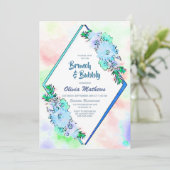 Invitation Brunch & Bubbly Blue Watercolor Floral (Debout devant)