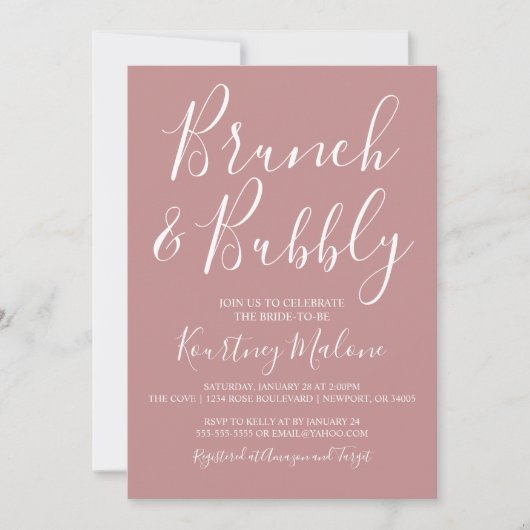 Invitation Brunch & Bubbly Blush Bridal Douche (Devant)