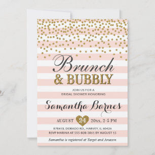 Invitation Brunch Bubbly Blush Pink Gold Fête des mariées
