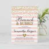 Invitation Brunch Bubbly Blush Pink Gold Fête des mariées (Debout devant)