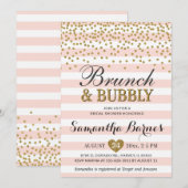 Invitation Brunch Bubbly Blush Pink Gold Fête des mariées (Devant / Derrière)