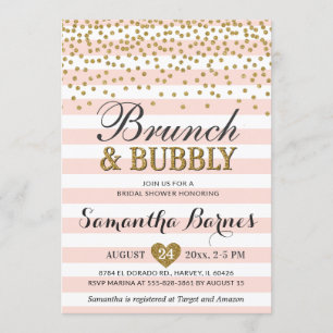 Invitation Brunch Bubbly Blush Pink Gold Fête des mariées