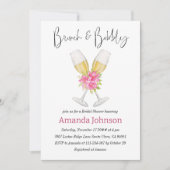 Invitation Brunch & Bubbly Blush rose Fête des mariées floral (Devant)