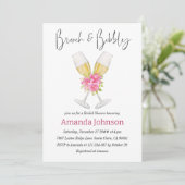 Invitation Brunch & Bubbly Blush rose Fête des mariées floral (Debout devant)