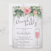 Invitation Brunch Bubbly Blush Rose Floral Vin Fête des marié (Devant)
