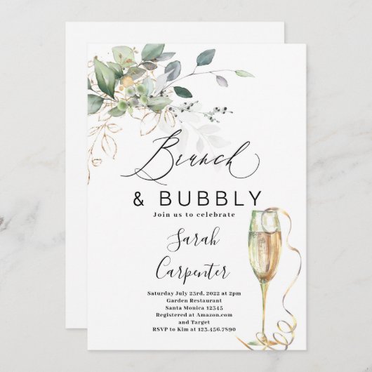 Invitation Brunch & Bubbly Bridal Douche (Devant / Derrière)
