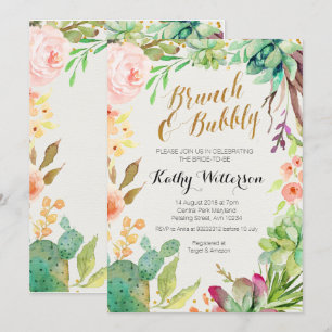 Invitation Brunch & Bubbly Cactus succulents