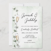Invitation Brunch Bubbly Champagne Baby shower de verdure (Devant)