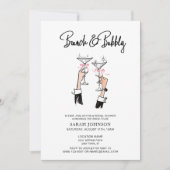 Invitation Brunch & Bubbly Champagne Fête des mariées Bow ros (Devant)