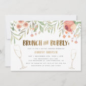 Invitation Brunch & Bubbly Champagne & Gold Fête de l'mariée (Devant)