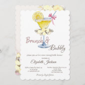 Invitation Brunch & Bubbly Cocktail Citron Roses (Devant / Derrière)