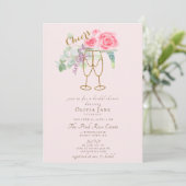 Invitation Brunch Bubbly Dusty Roses d'or rose Fête des marié (Debout devant)