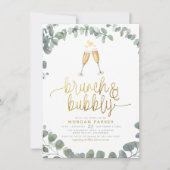 Invitation Brunch & Bubbly Eucalyptus Fête des mariées de ver (Devant)