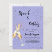 Invitation Brunch Bubbly Fête des mariées acclamer bleu pouss (Devant)