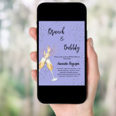 Invitation Brunch Bubbly Fête des mariées acclamer bleu pouss