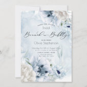 Invitation Brunch Bubbly Fête des mariées Aquarelle Bleu Fleu (Devant)