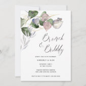 Invitation Brunch Bubbly Fête des mariées aquarelle Eucalyptu (Devant)