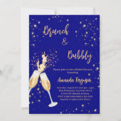 Invitation Brunch Bubbly Fête des mariées bleu marine applaud (Devant)