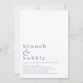 Invitation Brunch Bubbly Fête des mariées bleue simple (Devant)