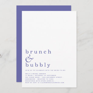 Invitation Brunch Bubbly Fête des mariées bleue simple