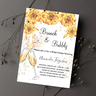 Invitation Brunch Bubbly Fête des mariées bulles d'or