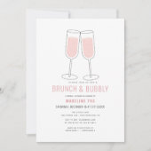 Invitation Brunch & Bubbly Fête des mariées champagne moderne (Devant)
