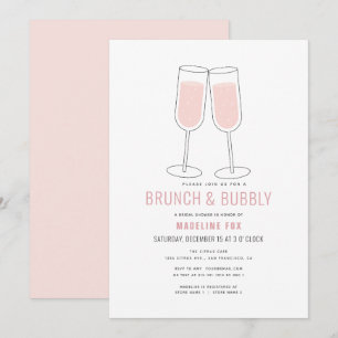 Invitation Brunch & Bubbly Fête des mariées champagne moderne