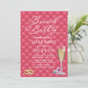 Invitation Brunch & Bubbly Fête des mariées dorée rose