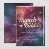 Invitation Brunch Bubbly Fête des mariées Étoiles de nuit Sky (Devant / Derrière)