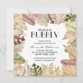 Invitation Brunch Bubbly Fête des mariées Feuille tropicale (Devant)
