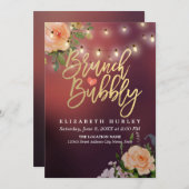 Invitation Brunch Bubbly Fête des mariées Floral (Devant / Derrière)