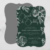 Invitation BRUNCH BUBBLY Fête des mariées florale argent Émer (Devant / Derrière)