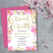 Invitation Brunch & Bubbly Fête des mariées florale rose et o