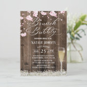 Invitation Brunch & Bubbly Fête des mariées florale rustique (Debout devant)