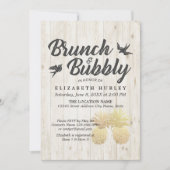 Invitation Brunch & Bubbly Fête des mariées Gold Ananas Bois (Devant)