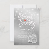 Invitation Brunch Bubbly Fête des mariées Mason Jar String Lu (Devant)