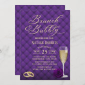 Invitation Brunch & Bubbly Fête des mariées moderne violet &  (Devant / Derrière)