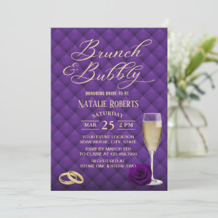 Invitation Brunch & Bubbly Fête des mariées moderne violet &