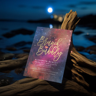 Invitation Brunch Bubbly Fête des mariées Night Star Sky Gala