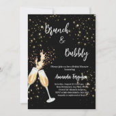 Invitation Brunch Bubbly Fête des mariées noir applaudissemen (Devant)