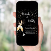 Invitation Brunch Bubbly Fête des mariées noir applaudissemen