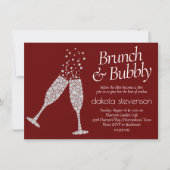 Invitation Brunch Bubbly | Fête des mariées noir noir foncé (Devant)