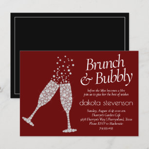Invitation Brunch Bubbly   Fête des mariées noir noir foncé
