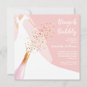 Invitation Brunch Bubbly Fête des mariées rose pâle (Devant)